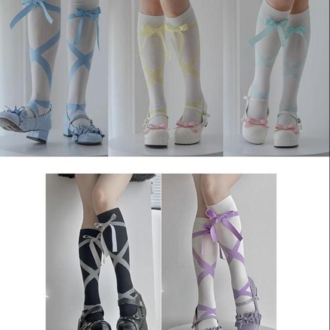 Lolita Japanese Strap Knee Slim Socks Winter Cotton Socks 22790:363260 22790:363260