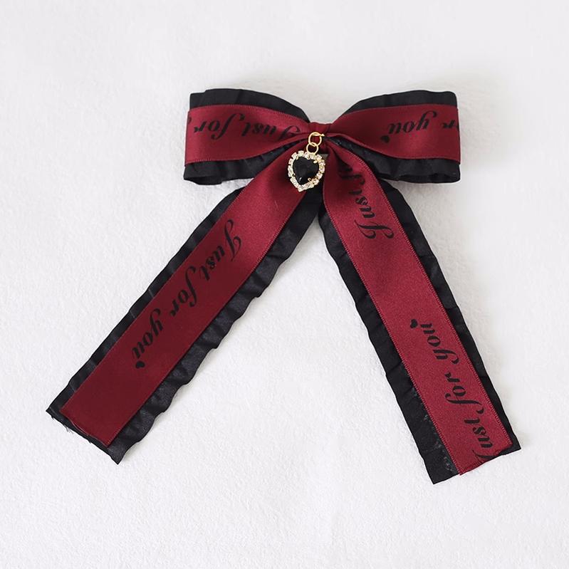 Jirai Kei Ryousangata Hair Clips with Letter Ribbons and Bow 22544:333206