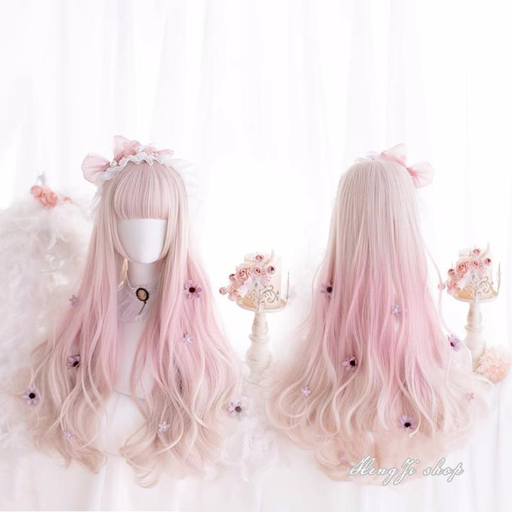 Lolita Pink Wig Gradient Long Curly Wig Woman Hairpiece 31718:367548 31718:367548