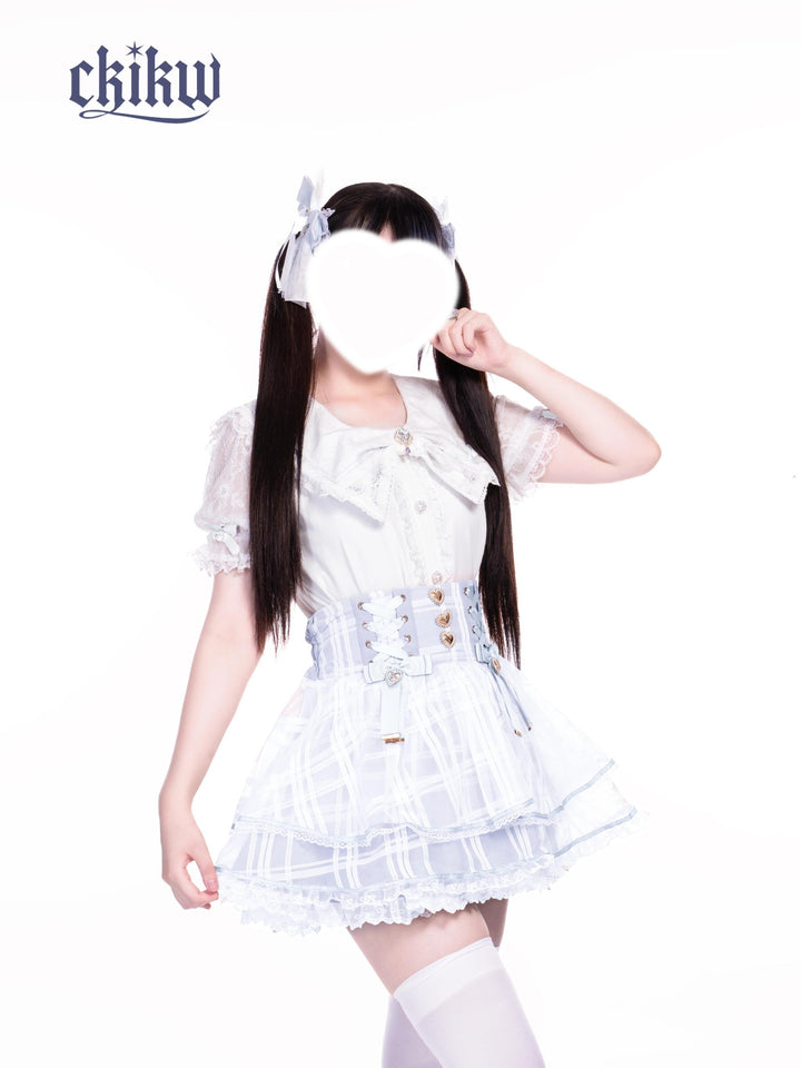 High-Waist Ryousangata Skirt, Tiered Ruffles (L M S) 43612:780889