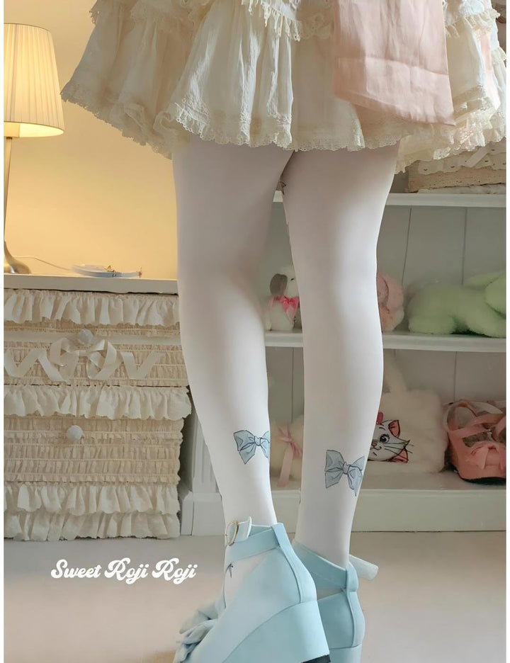 Sweet Lolita Tights Cute Velvet Bow Printed Socks Multicolor 42367:738091