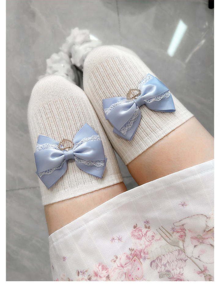 Jirai Kei Socks Cute Cashmere Thighhighs With Lace Bow 41744:716902