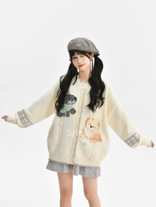 Mori Kei Sweater Kawaii Knit Cardigan Knitwear Coat 39274:632482