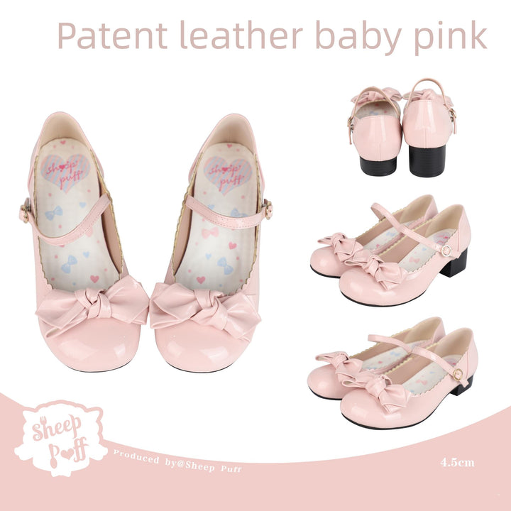 Kawaii Lolita Round-toe Bow Flat Shoes Low-heeled Shoes 15Colors (36 37 38 39 40 41) 22818:330332