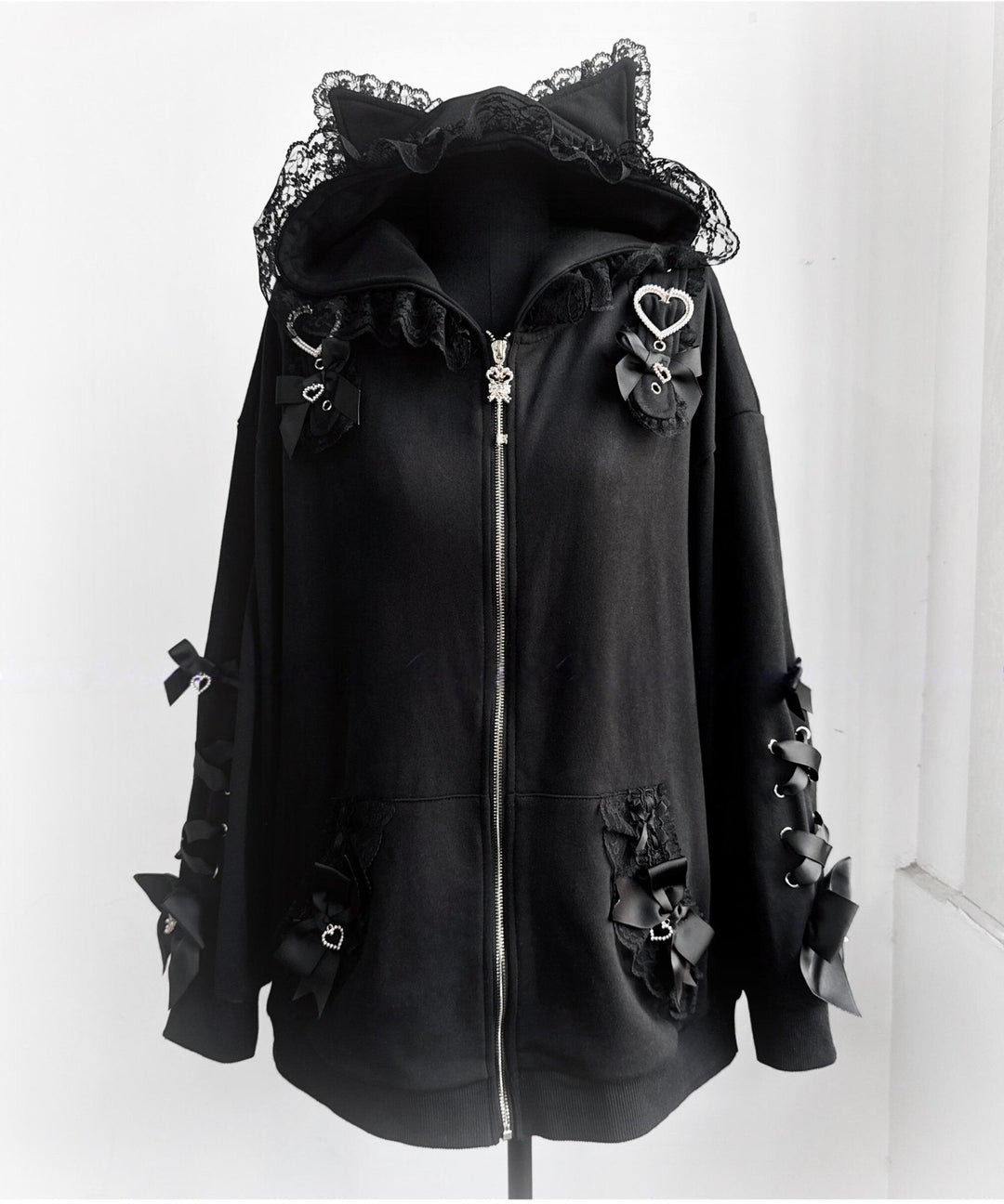 Subculture Hooded Sweatshirt, Oversized & Cat Ear (Black / M S) 44926:829679