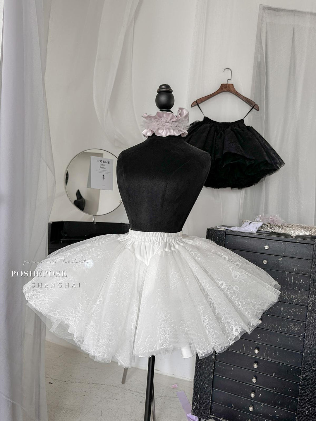 Puffy Prom Dress Petticoat Lolita Dress Petticoat Black White 36386:542736