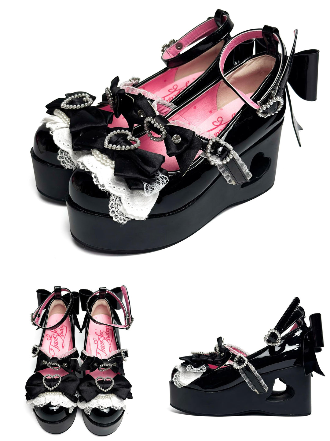 Old School Lolita High Platform Shoes, Heart Hollow Heel 44559:813905