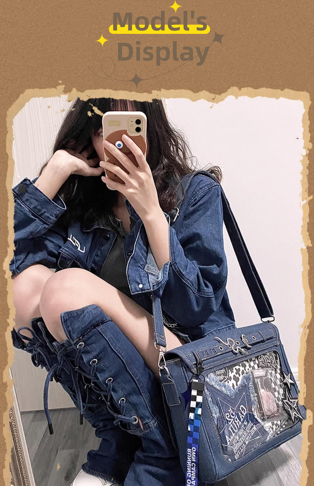 Kawaii Itabag Denim Crossbody Bag Large Capacity Handbag 37050:551904 37050:551904