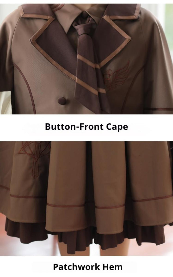 Preppy JK Uniform Dress A-line Princess Dress With Cape Multicolor 42437:761075