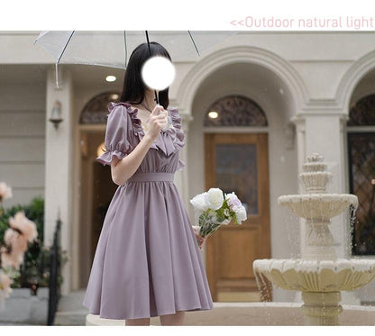 Elegant Lolita Dress Purple Lolita Dress Puff Sleeve Dress 36412:564178