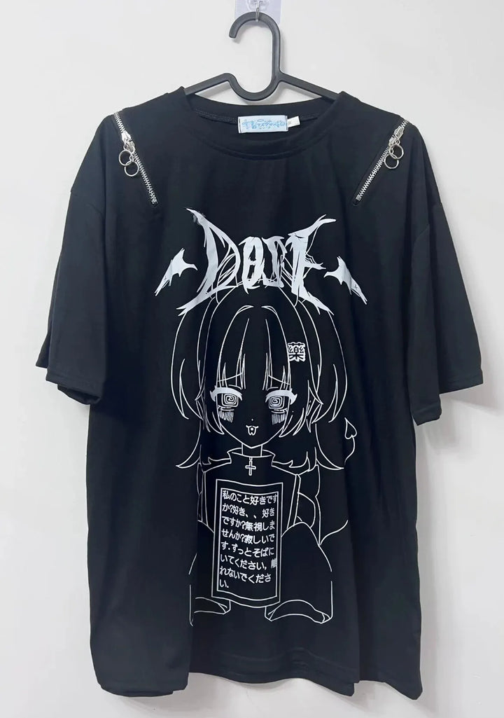 Subculture Girl Printed T-Shirt, Adjustable Shoulder Zipper (L M) 45725:859972