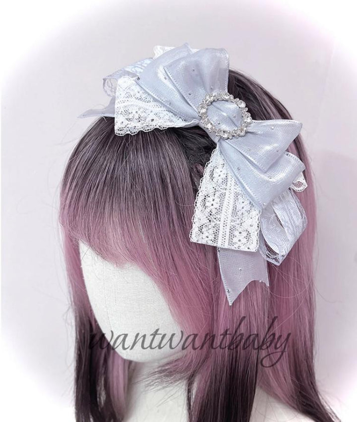 Jirai Kei Headwear Rhinestone Bow Headband With Sparkle 43297:772908