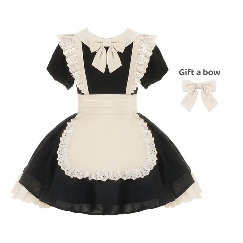 Old School Lolita Vintage Pleated Lace OP with Bow Tie (2XL L M S XL) 38066:604242