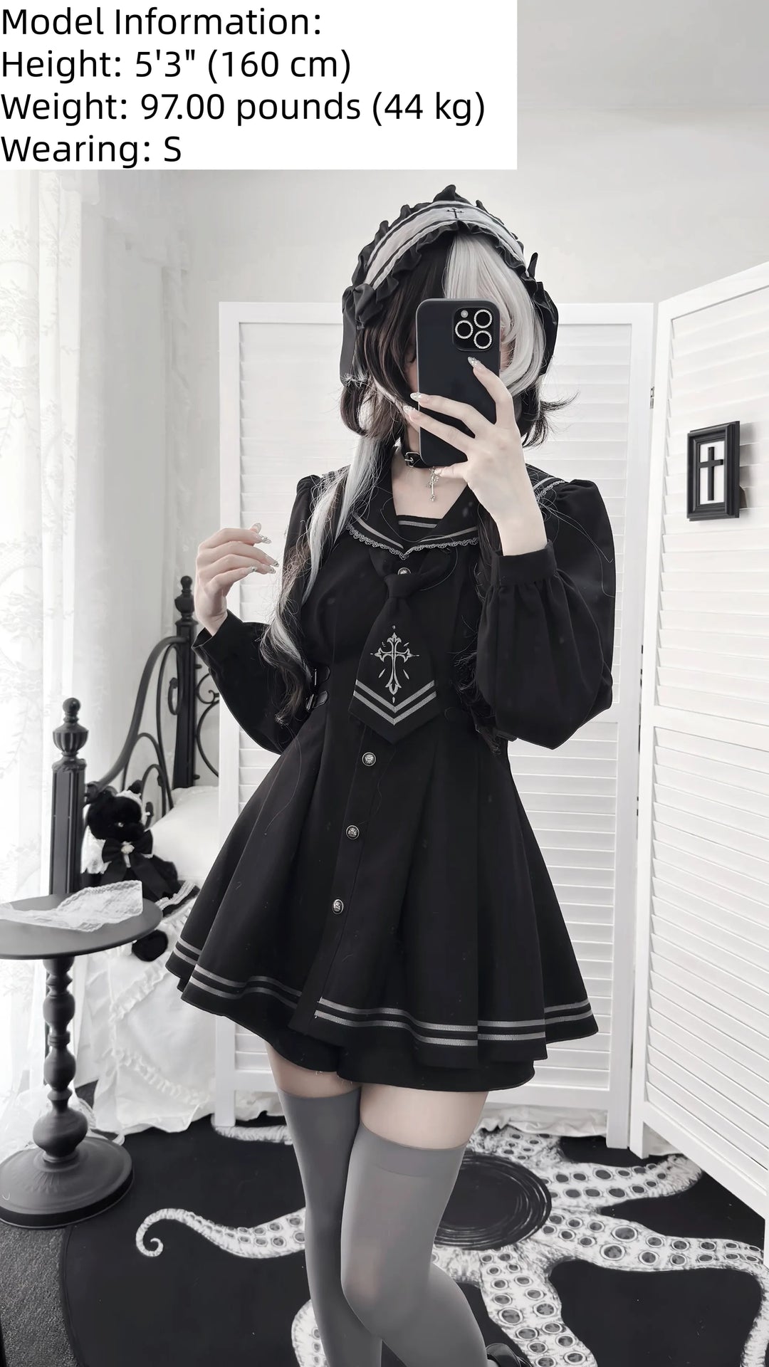 Black Sailor Collar JK Uniform, Detachable Necktie 45624:859786