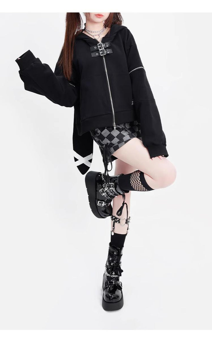 Kawaii Black Long Sleeve Hoodie With Rabbit Ears 22754:326868