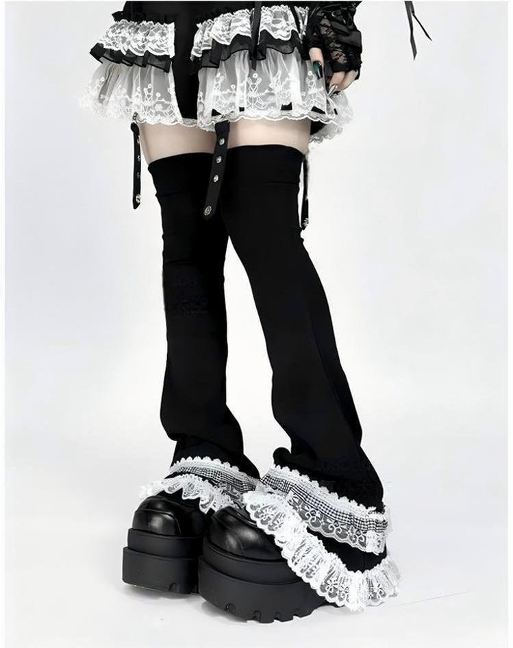 Subculture Leg Warmers Black Lace Over-The-Knee Leg Covers 41450:698344