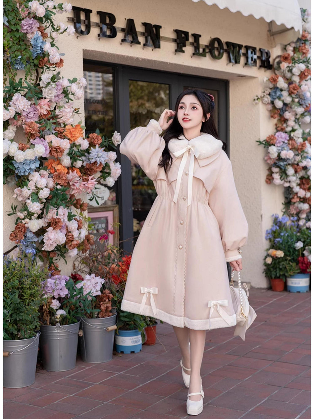 Ryousangata Coat JK Uniform Winter Coat With Ribbon 41132:692202