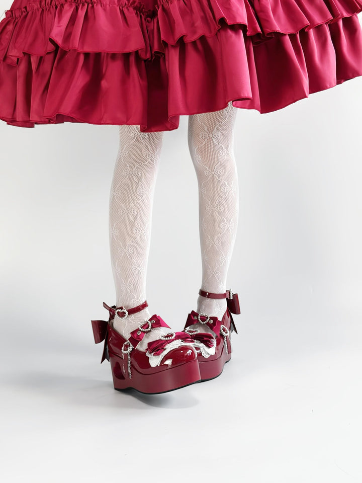 Old School Lolita High Platform Shoes, Heart Hollow Heel 44559:813932