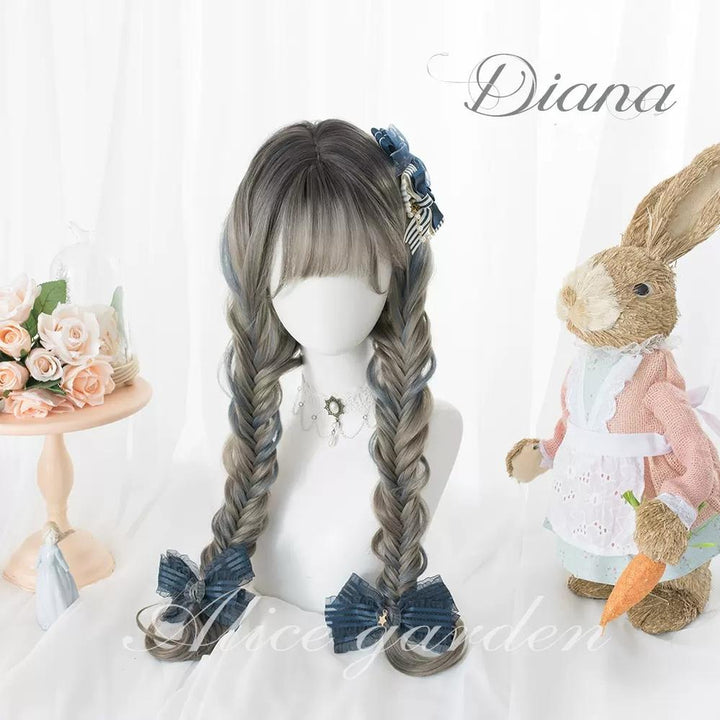 Lolita Wig Grey Blue Highlight Long Curly Hairpiece 35946:509840 35946:509840