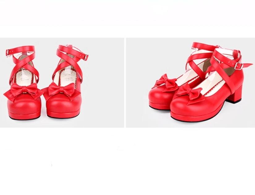 Lolita Shoes Mid Heel Shoes With Sweet Round Toe And Bow 37386:558806