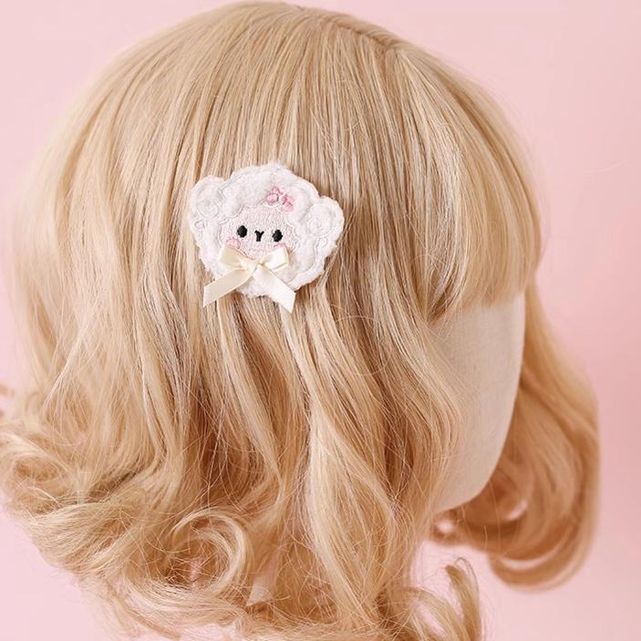 Jirai Kei Lolita Lace Hairband Sweet Sheep Brooch Hair Clip 28940:342770 28940:342770