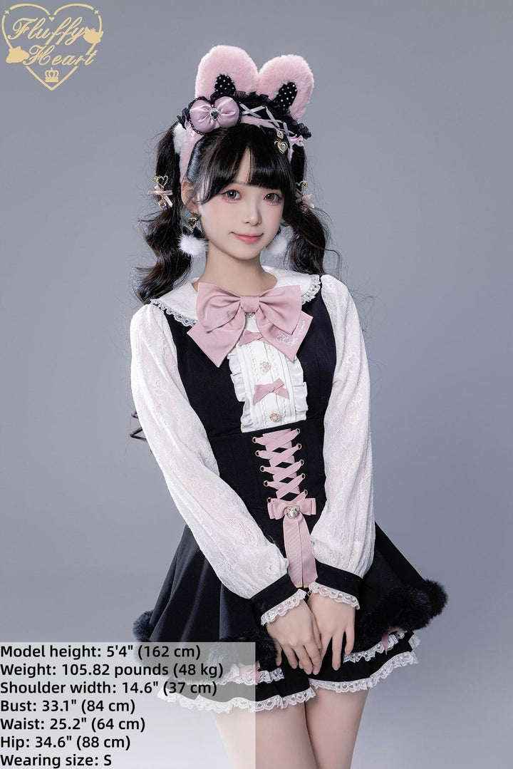 IP Collab Jirai Kei Dress Set, Detachable Fluffy Cape 44146:798077