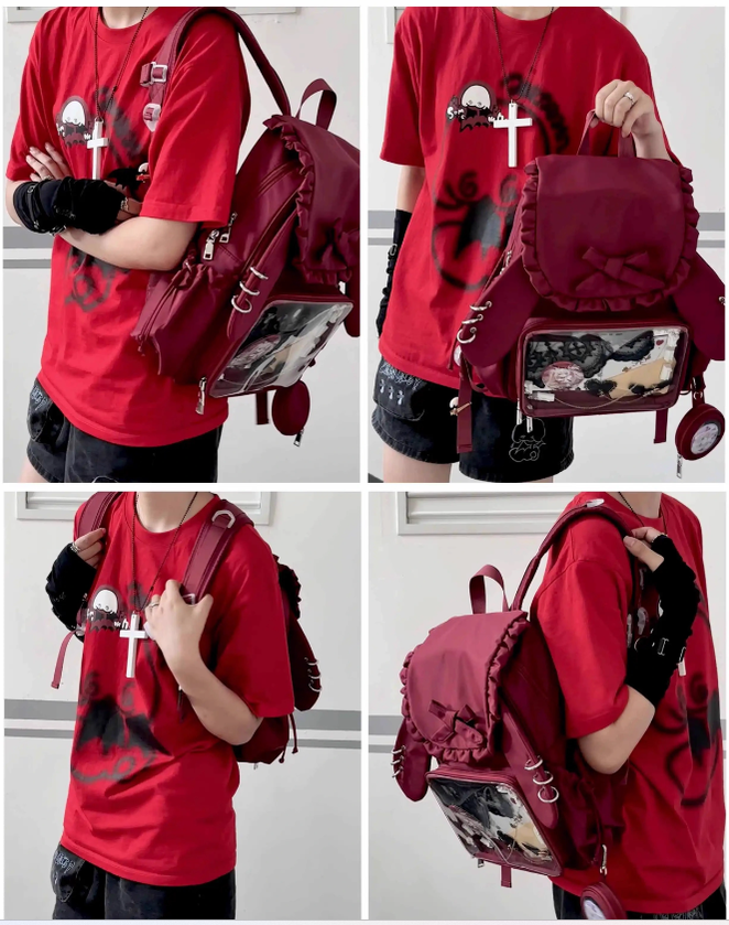 Kawaii Itabag Dual-Shoulder Backpack Bunny Ear Bag 40110:670714