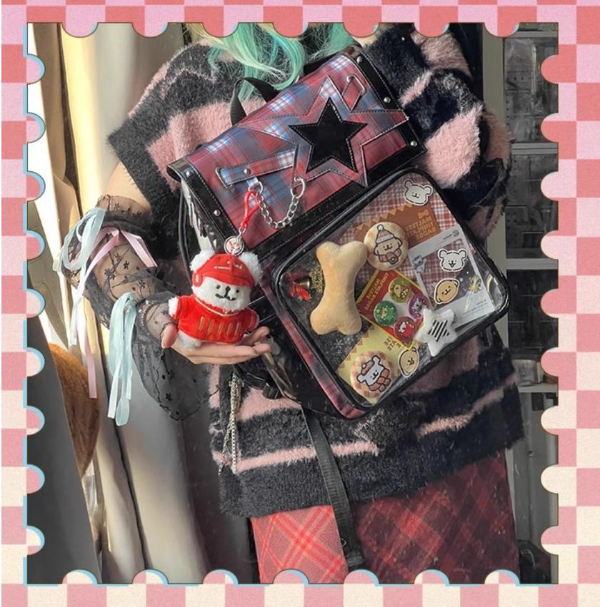 Subculture Ita Bag Plaid Star Large Capacity Ita Backpack – Honey