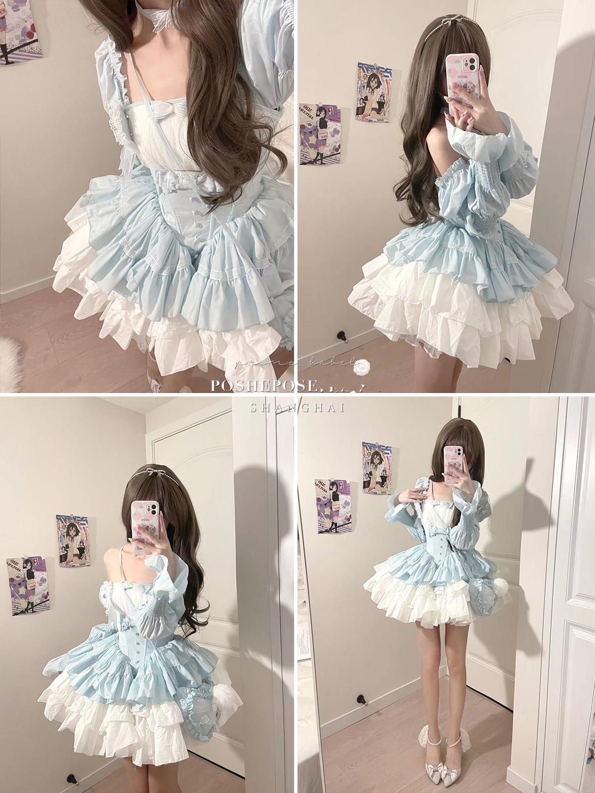 Lolita Dress Fishbone Dress Corset Dress Multicolor 36380:540716