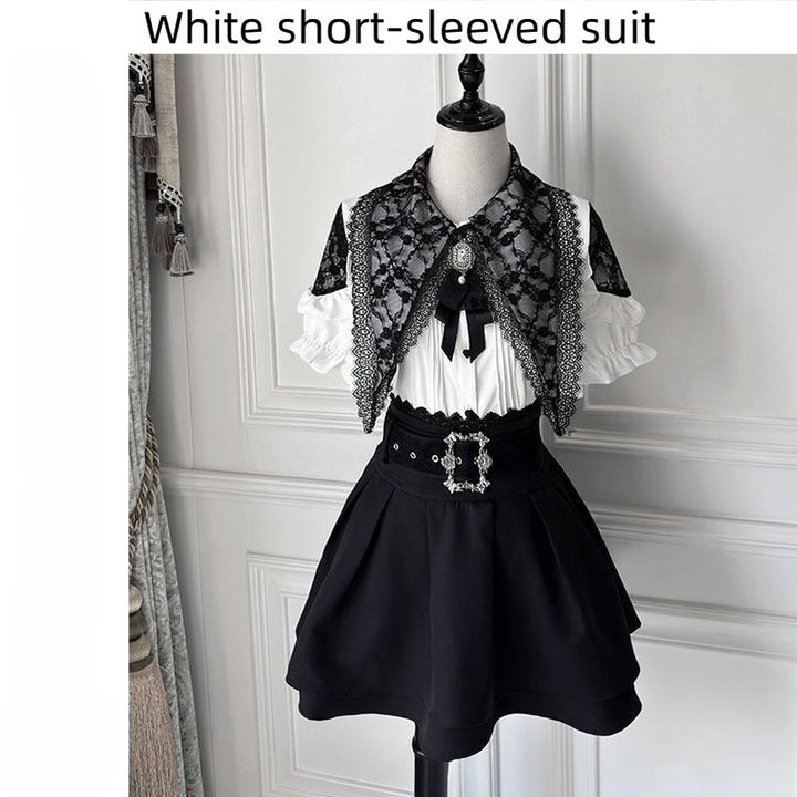Jirai Kei Lace Blouse Doulble Layer Skirt A-line (L M XL XXL) 39278:760967