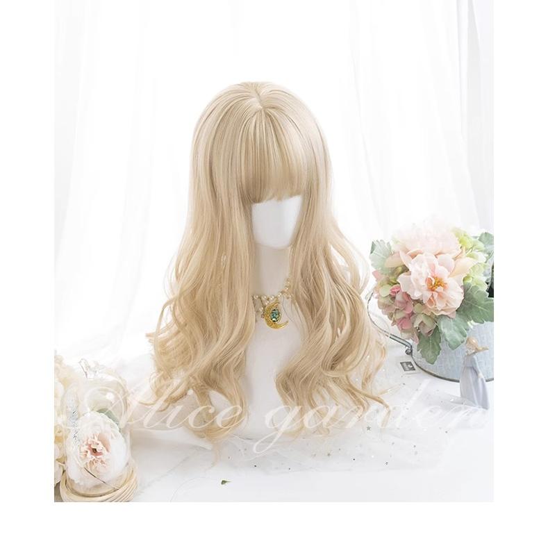 Lolita Wig Curly Wig Pale Yellow Daily Wig 31724:497062 31724:497062