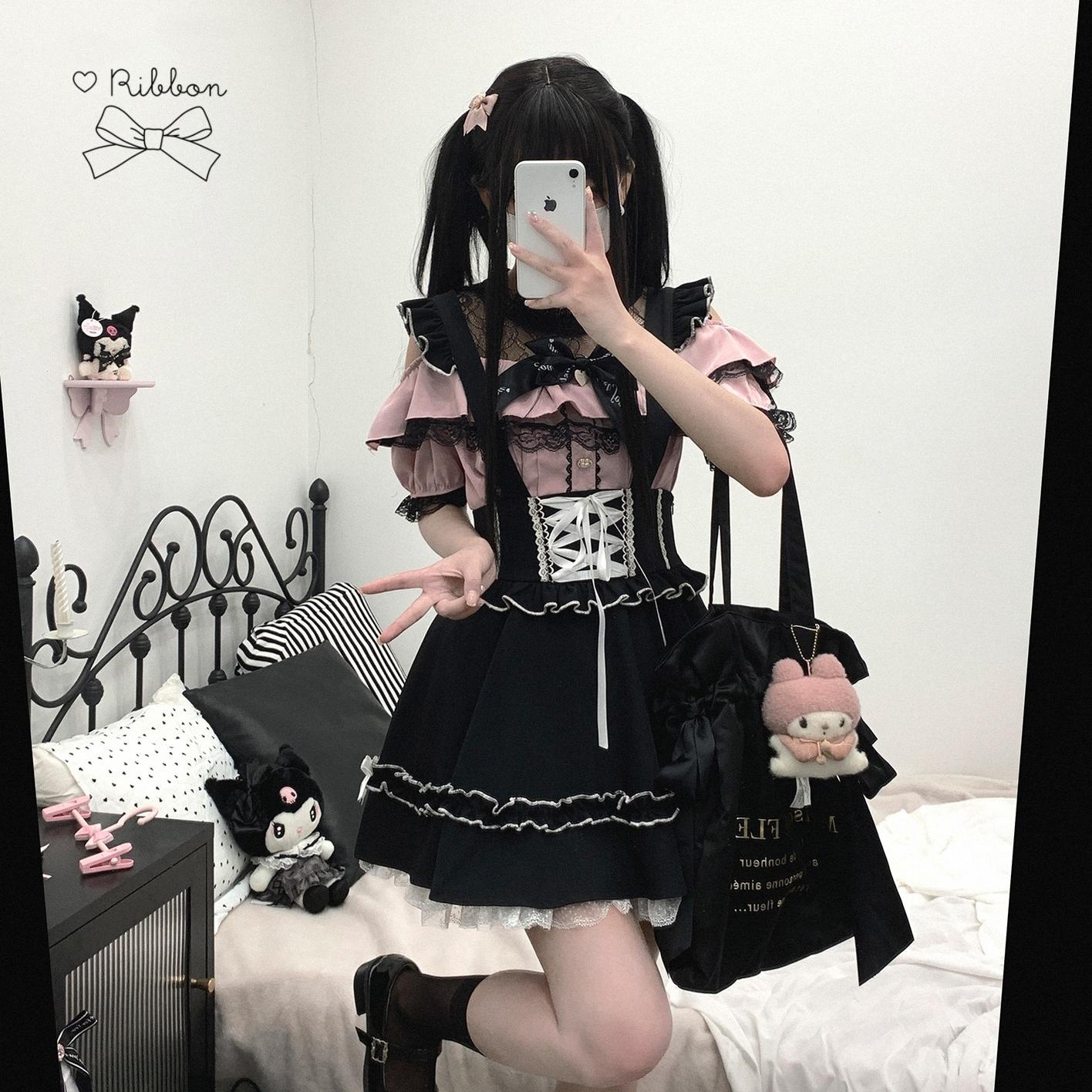 Jirai Kei Dress Salopette Cake Dress Lace Puffy Dress 35370:522226