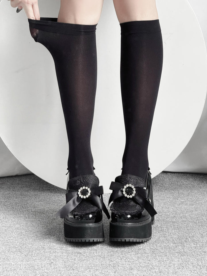 Lightweight Jirai Kei Calf Socks, Versatile Solid Color 45355:845547