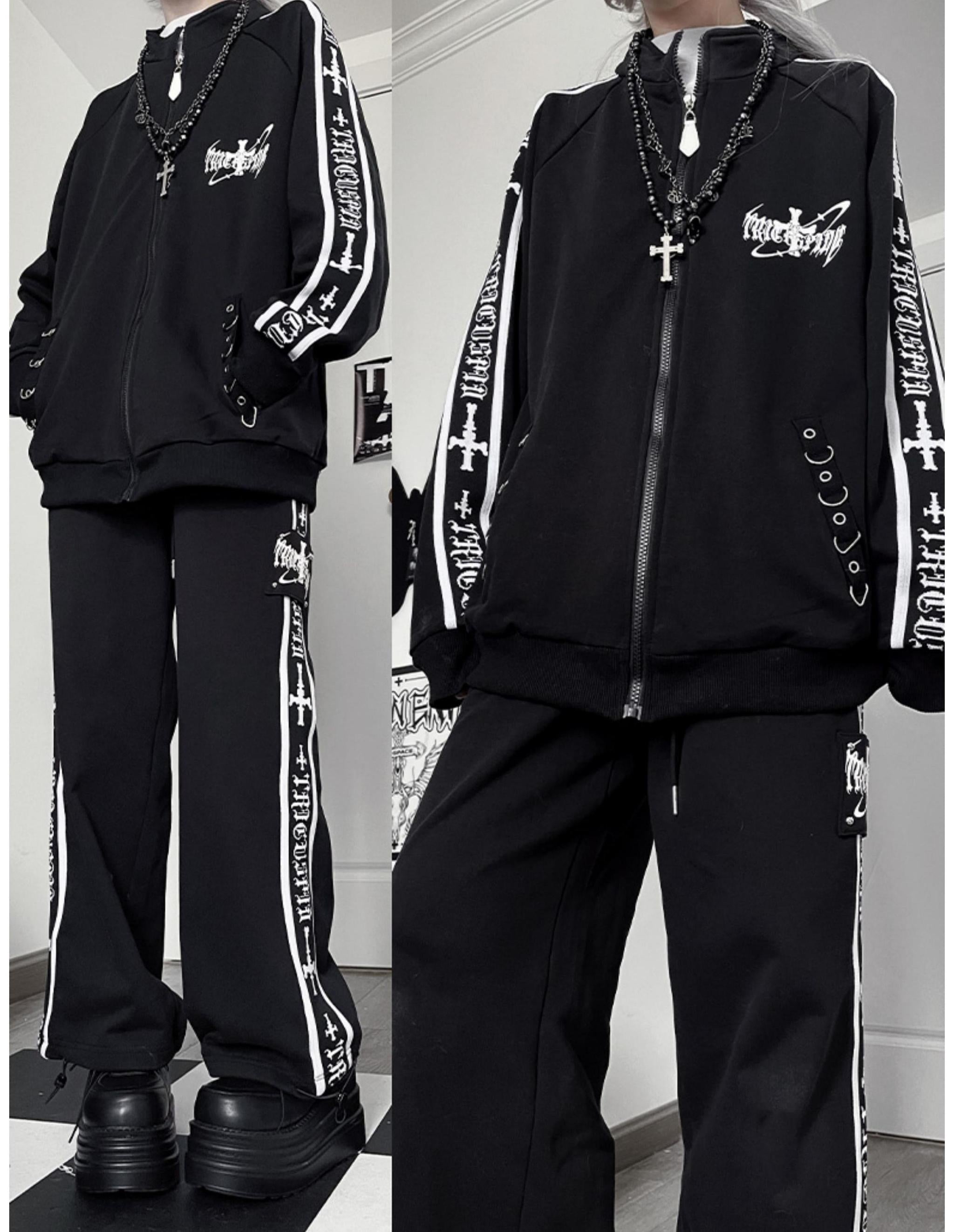 Oversized Gothic Jacket With Zipper Closure And Pants – Honey Wardrobe
