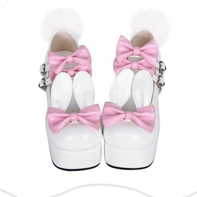 Lolita Shoes High Heels White Shoes With Bunny Ears 37454:561452