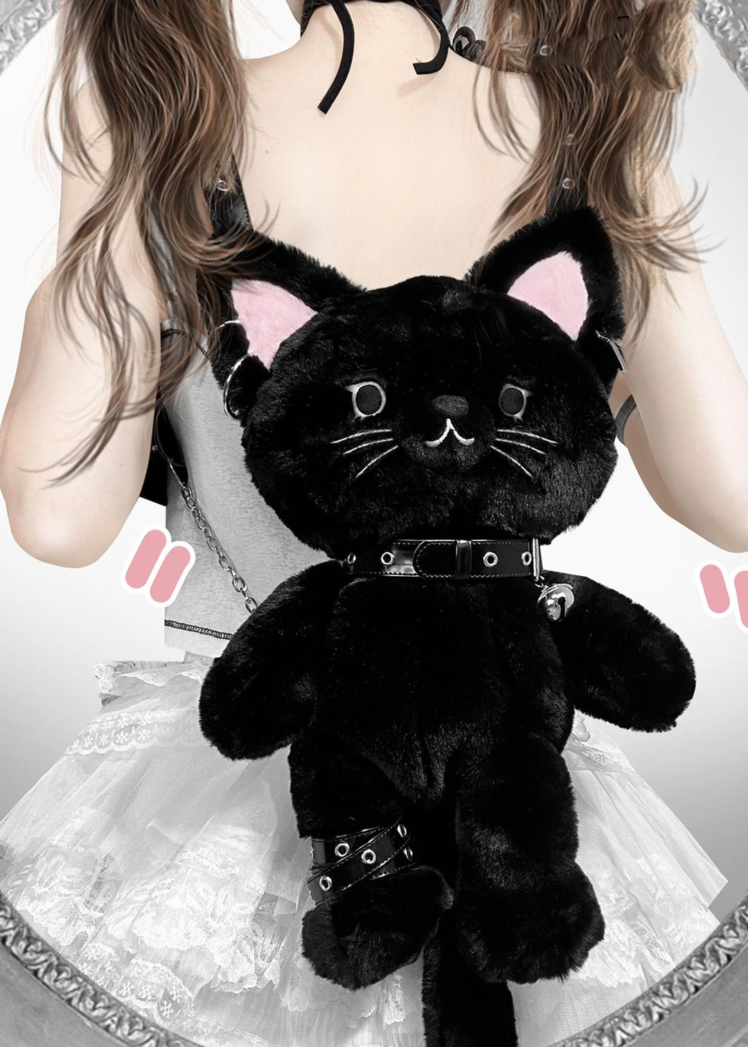 Kawaii Black Bag Devil Cat Plush Backpack 34892:482340 34892:482340