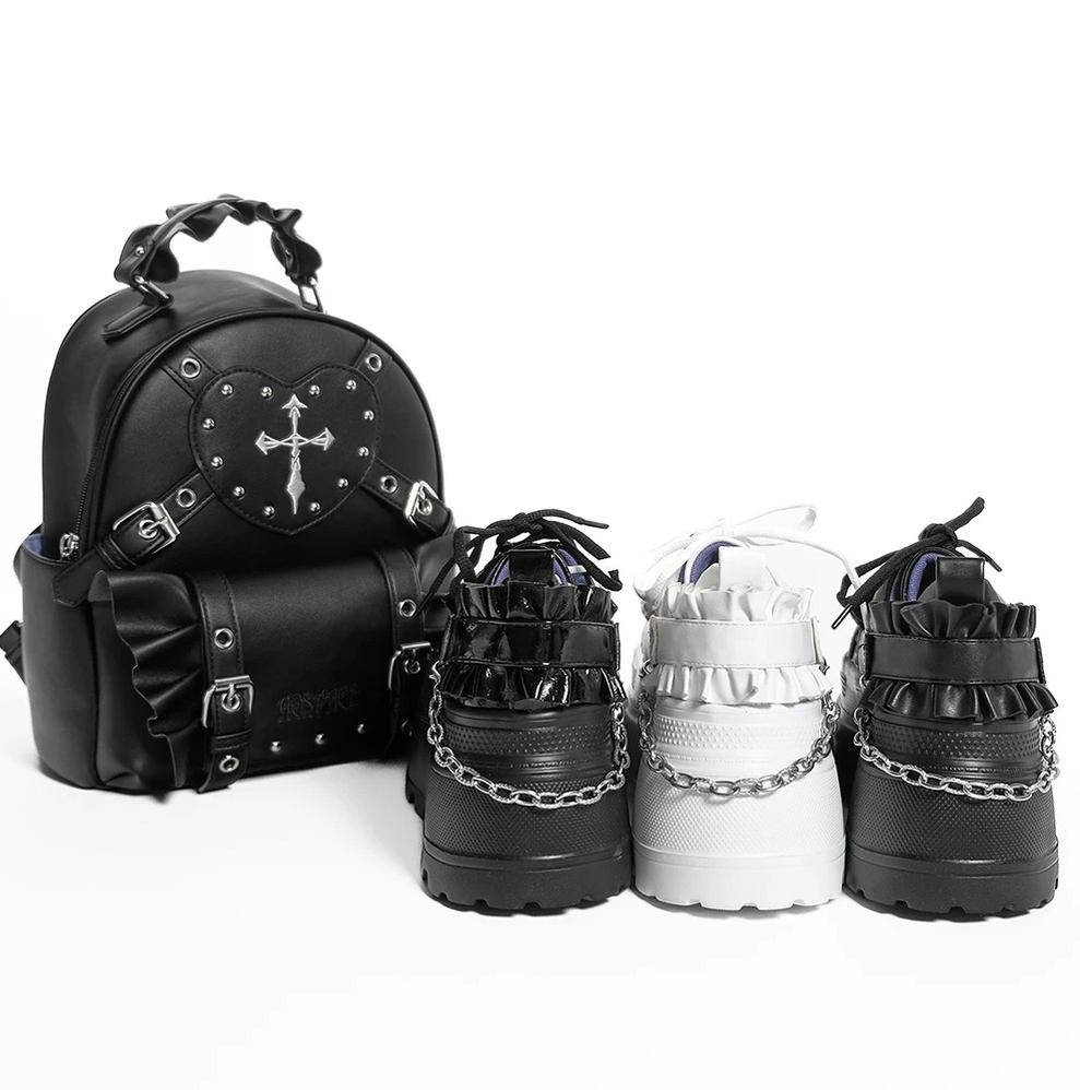 Punk Platform Shoes, Cross Accent & Detachable Heel Chains 45950:872355