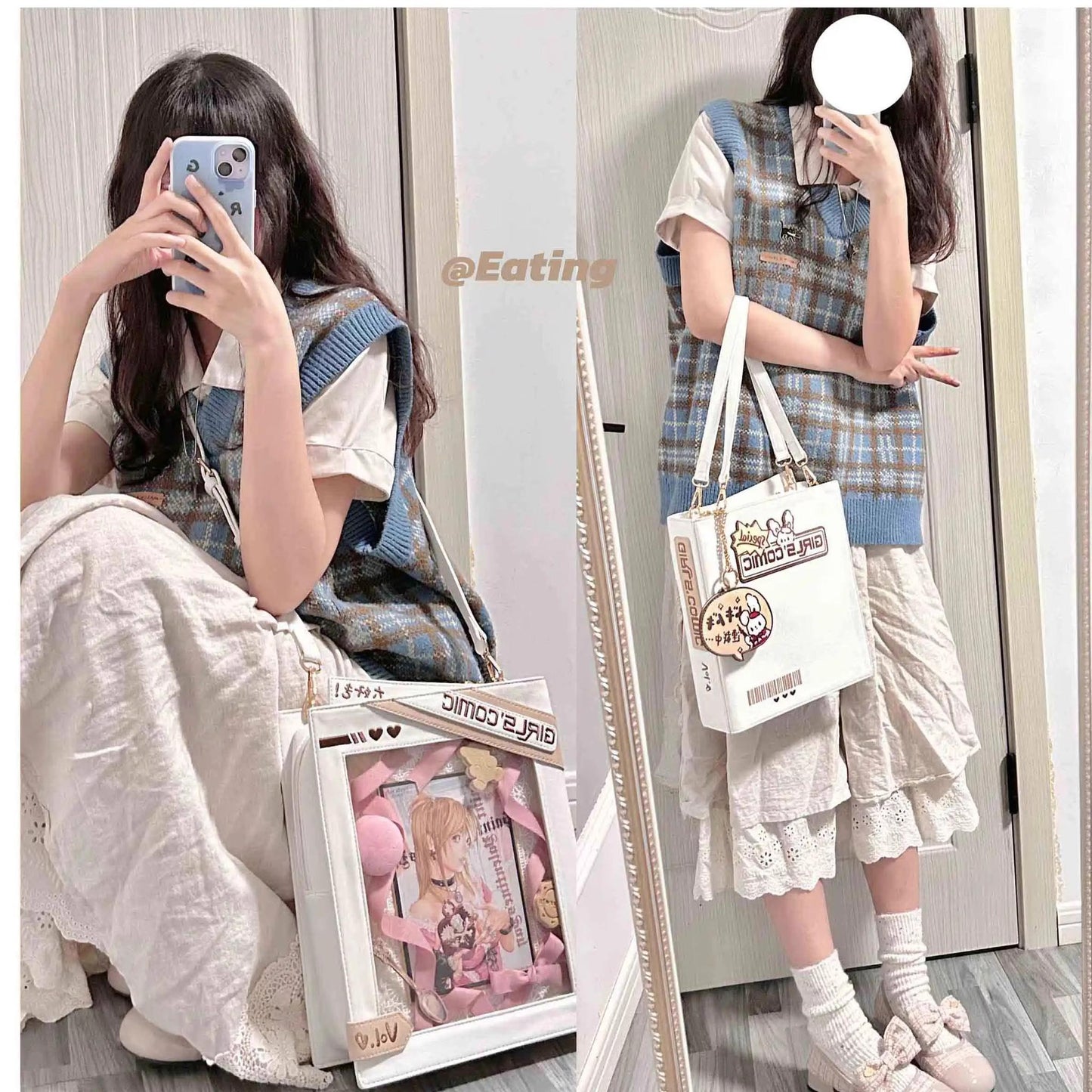 Kawaii Itabag Cute Crossbody Bag Embroidery Backpack 37258:556308