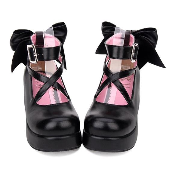 Lolita Platform Shoes Big Bow Round Toe Shoes Multicolor 31644:370302 31644:370302