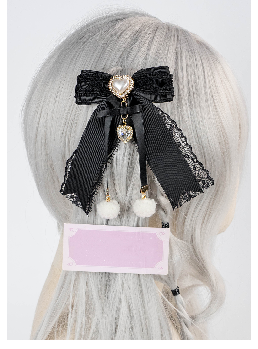 Jirai Kei Barrette Lolita Sweet Hair Clip Lace Bow Headpiece 41586:704234