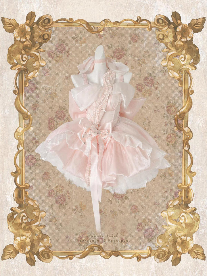 Lolita Dress Set Sakura Pink Princess Dress With Train 38096:627962