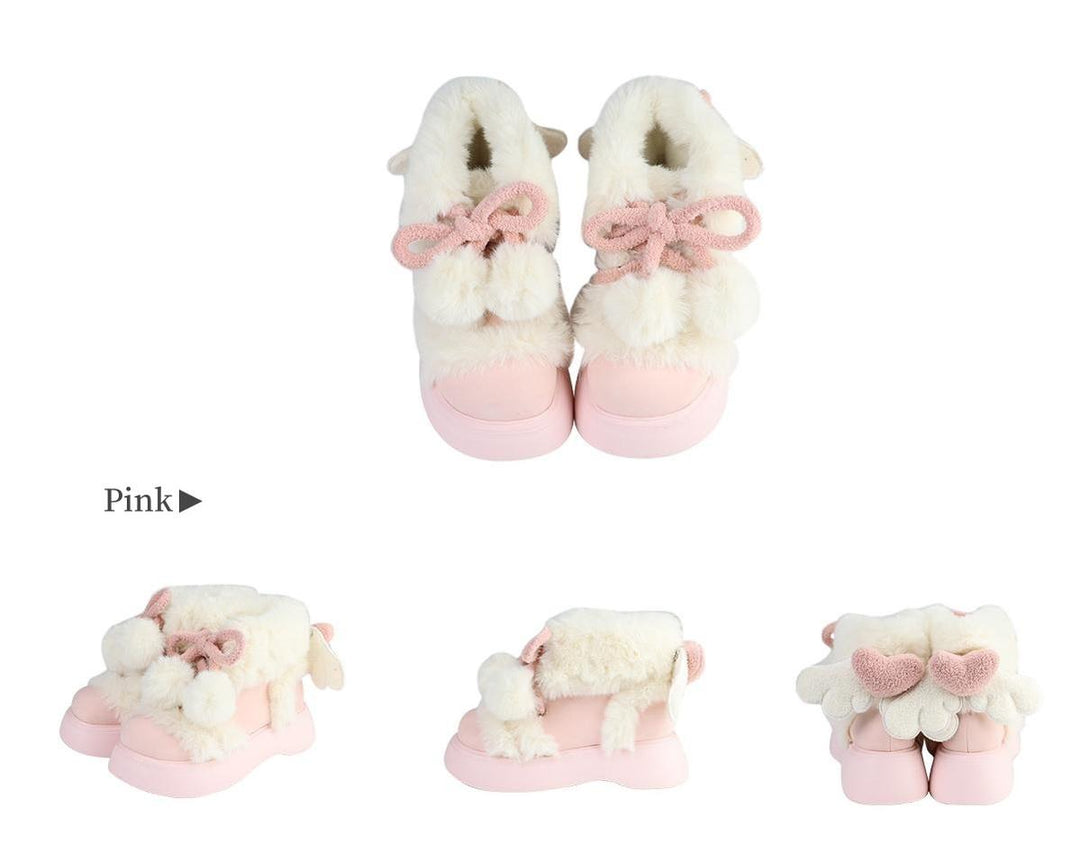 Winter Lolita Shoes Angel Wings Plush Padded Snow Boots 40328:655954