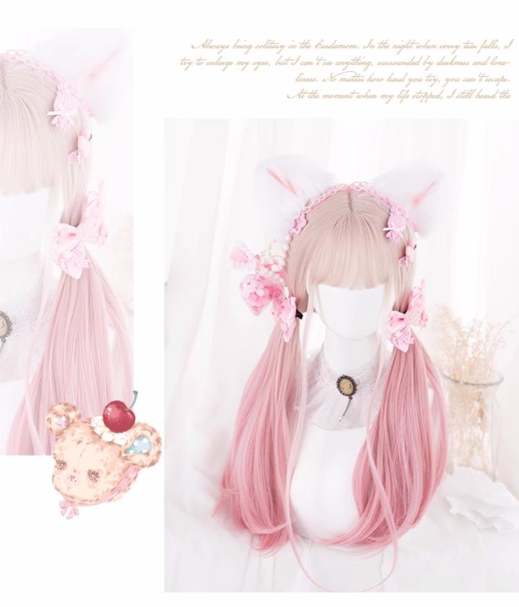 Lolita JK Pink Wig Gradient Long Woman Hairpiece 31716:367566 31716:367566