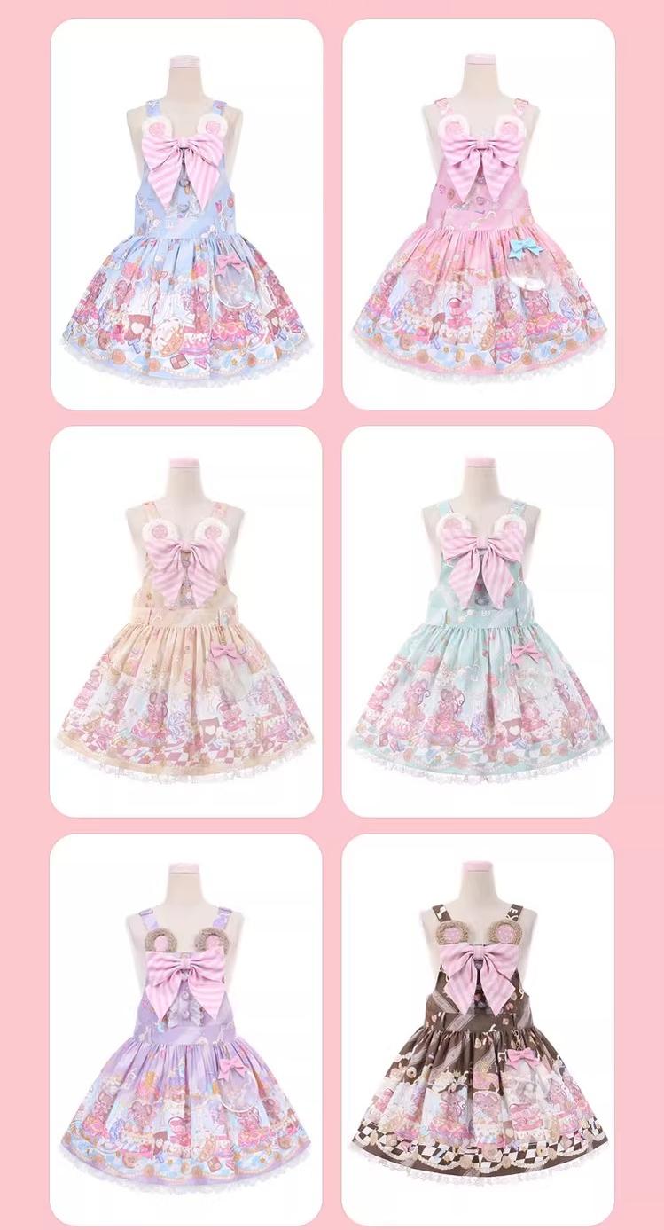 Fairy Kei Pink/ Blue Purple Yellow Coffee Lolita Dress 31732:365890 31732:365890