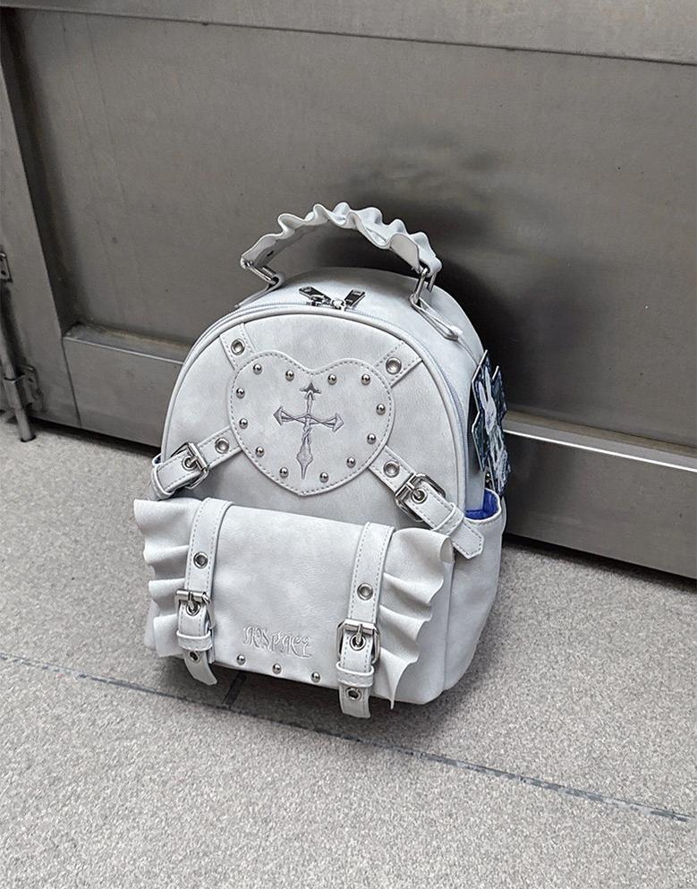 Subculture Punk Backpack, Studs & Cross Embroidery 44925:829264