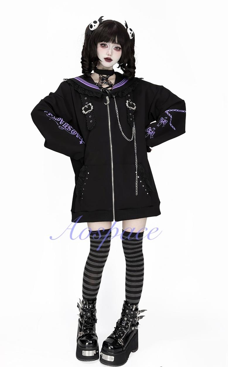 Subculture Sailor Collar Jacket, Chain Accents 43824:787402