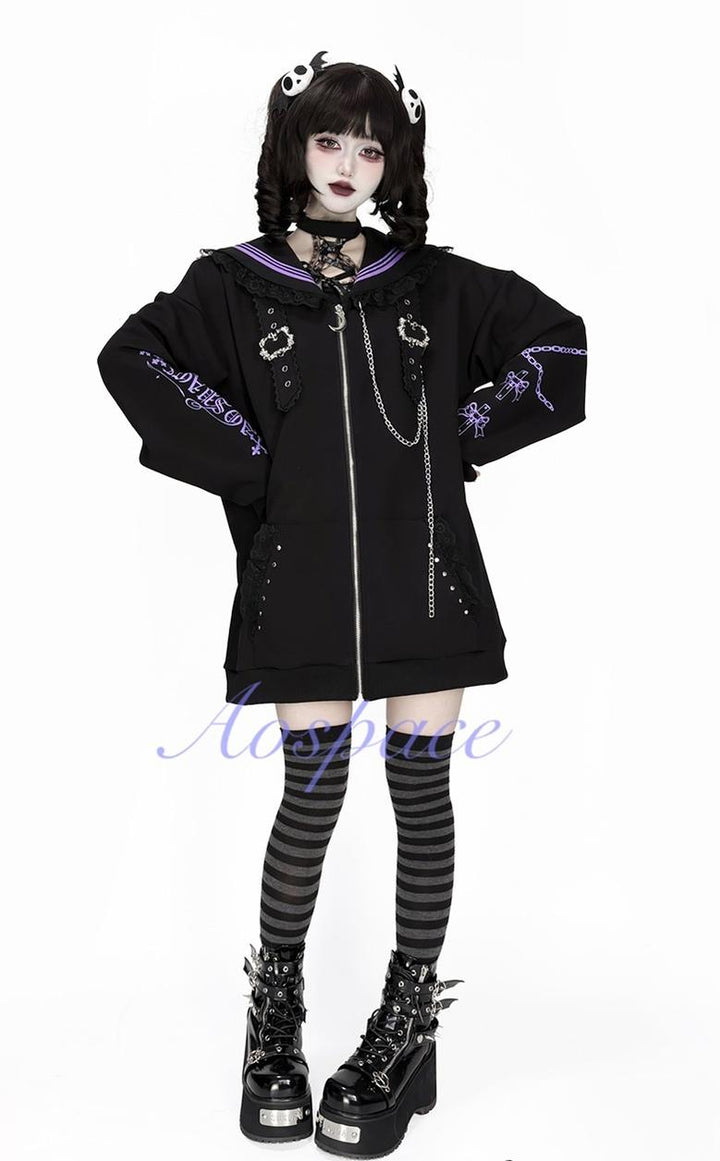 Subculture Sailor Collar Jacket, Chain Accents 43824:787402