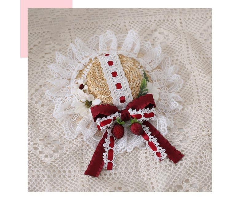 Mori Kei Straw Hat Lolita Strawhat Handmade Elegant Strawhat 36432:522328 36432:522328