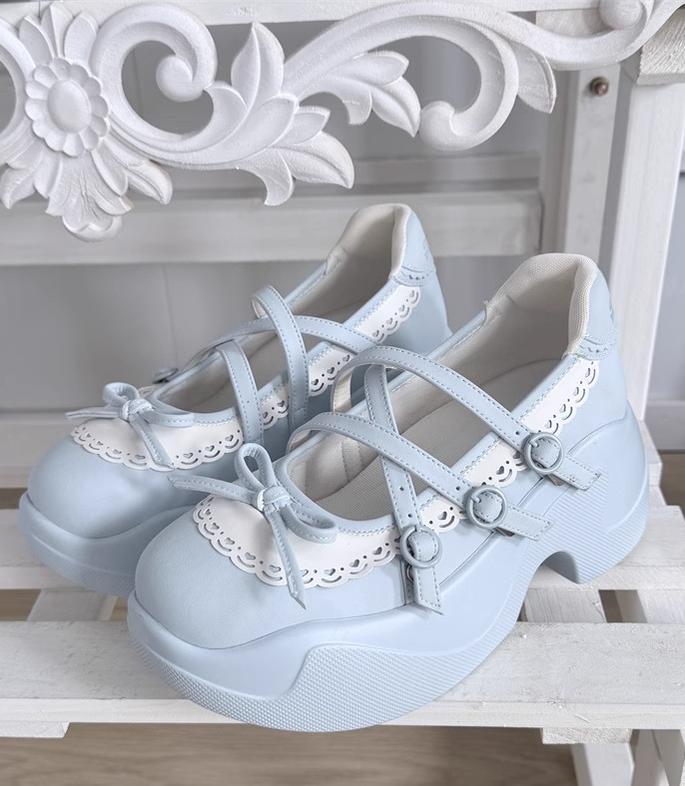 Kawaii Platform Sneakers, Adjustable Buckle, Premium Leather (34 35 36 37 38 39 40 41 42) 43350:774179