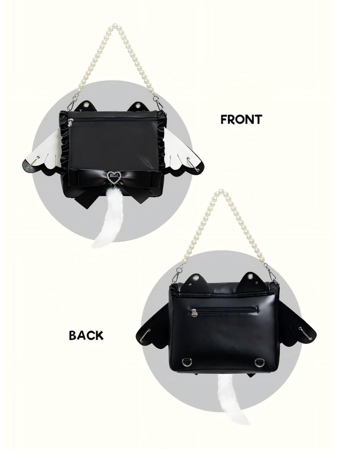 Lolita Ita Bag Black Kawaii Cat Ear Three Ways Bag 41150:696622